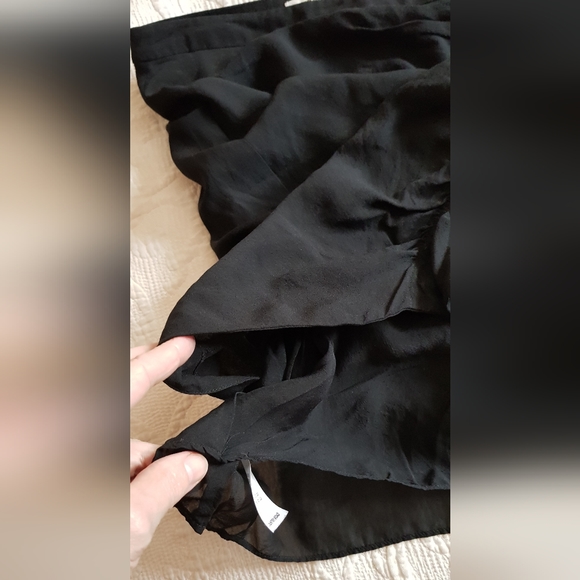 Country Road 100% silk black mini skirt flounce trim - Picture 4 of 8